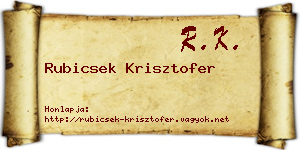 Rubicsek Krisztofer névjegykártya
